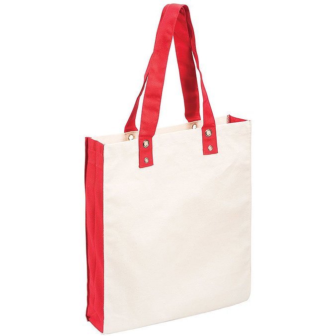 Cotton Canvas Tote 5046BK Cream Red