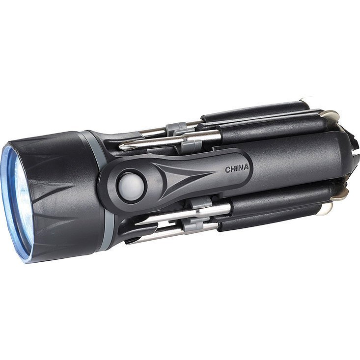 Spidey 8 in 1 Screwdriver Flashlight 1040BK Black Folded