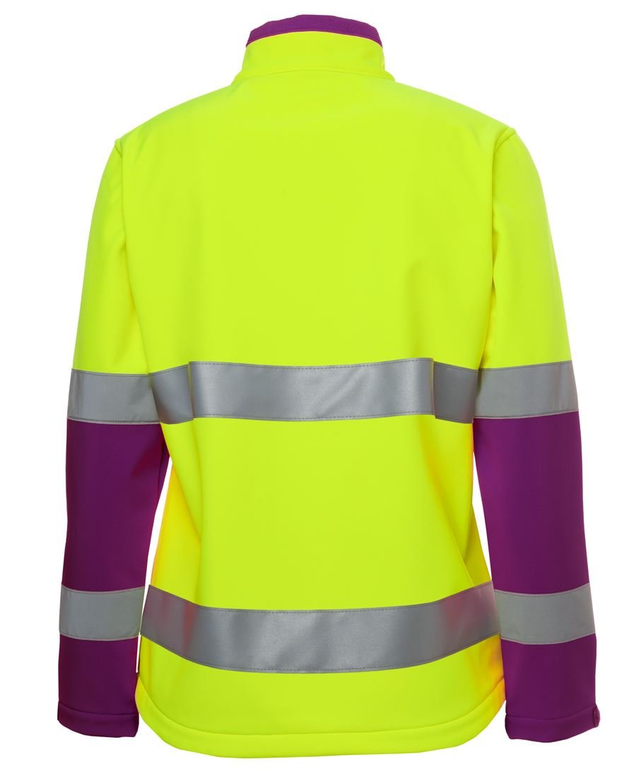 Hi Vis DN Water Resistant Soft Shell Jacket Womens CA6DWJ1 Back Workwear Jacket Lime Mulberry
