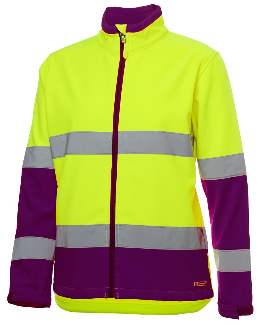 Hi Vis DN Water Resistant Soft Shell Jacket Womens CA6DWJ1 Workwear Jacket Lime Mulberry