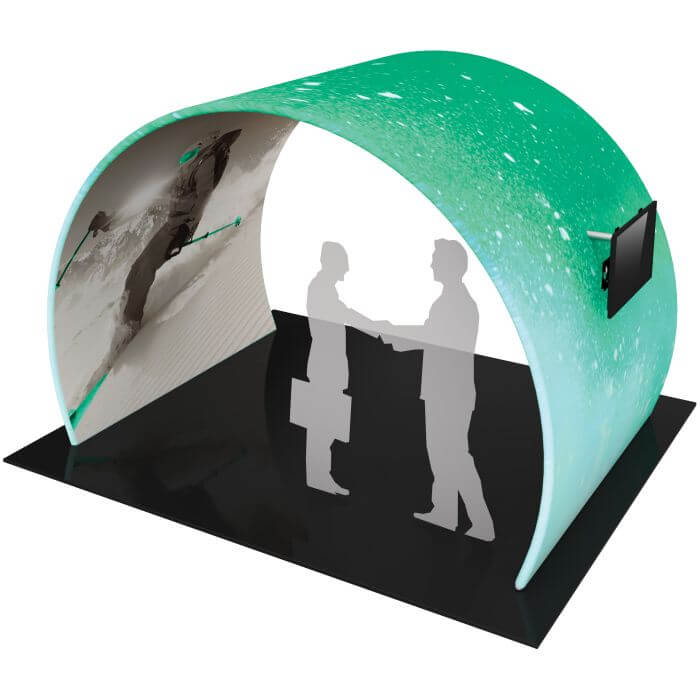 Custom 3.5m Stretch Fabric Archway CAEDCust0005 Branded Custom Colours Side View Lifestyle Image 1