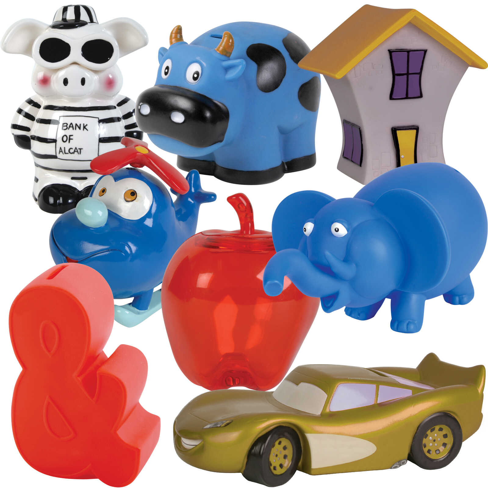 Custom Coin Banks CALN246 Branded VArious Shapes Colours Side View