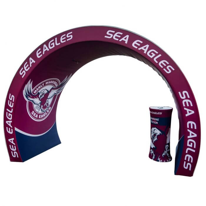 Custom Solar Charging Station Stretch Archway CAEDCust0003 Branded Custom Colours Side View Lifestyle Image 2