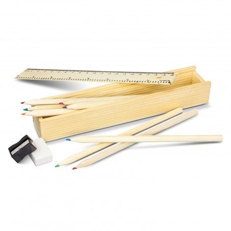 Radiata Colouring Set CA115886 Unbranded Natural Open Top Side View Showing All Contents