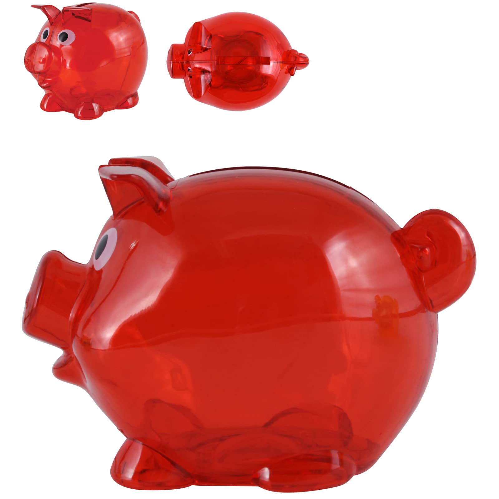 Small Piggy Bank CALL3598 Unbranded Transparent Red Side Top View