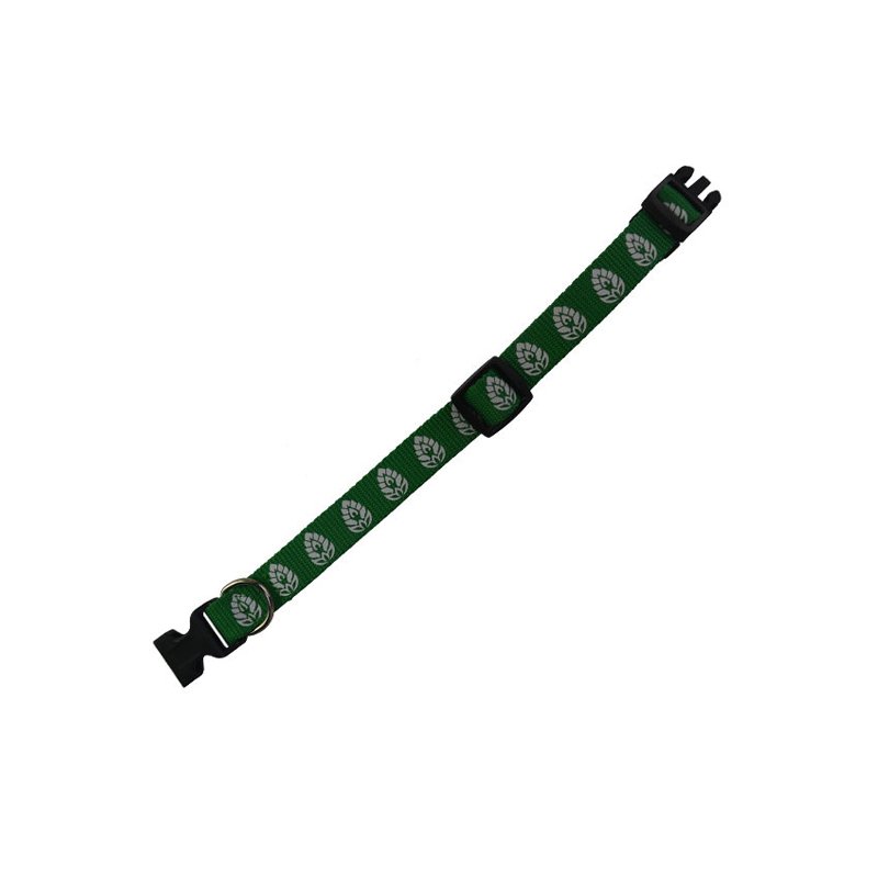 Basic Woven Dog Collar CADA0216 Branded Green Front View Only