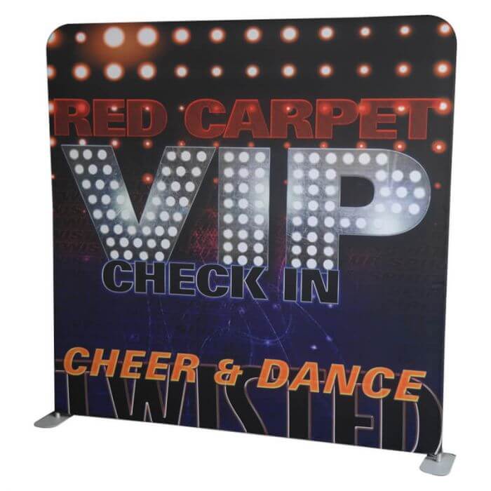 Custom 2.5m Straight Media Wall CAEDCust0027 Branded Custom Colours Side View Lifestyle Image 2