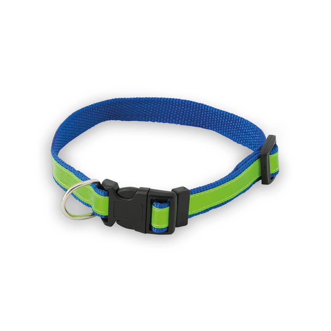 Muttley Pet Collar Reflective CAM3063 Unbranded Blue Front View