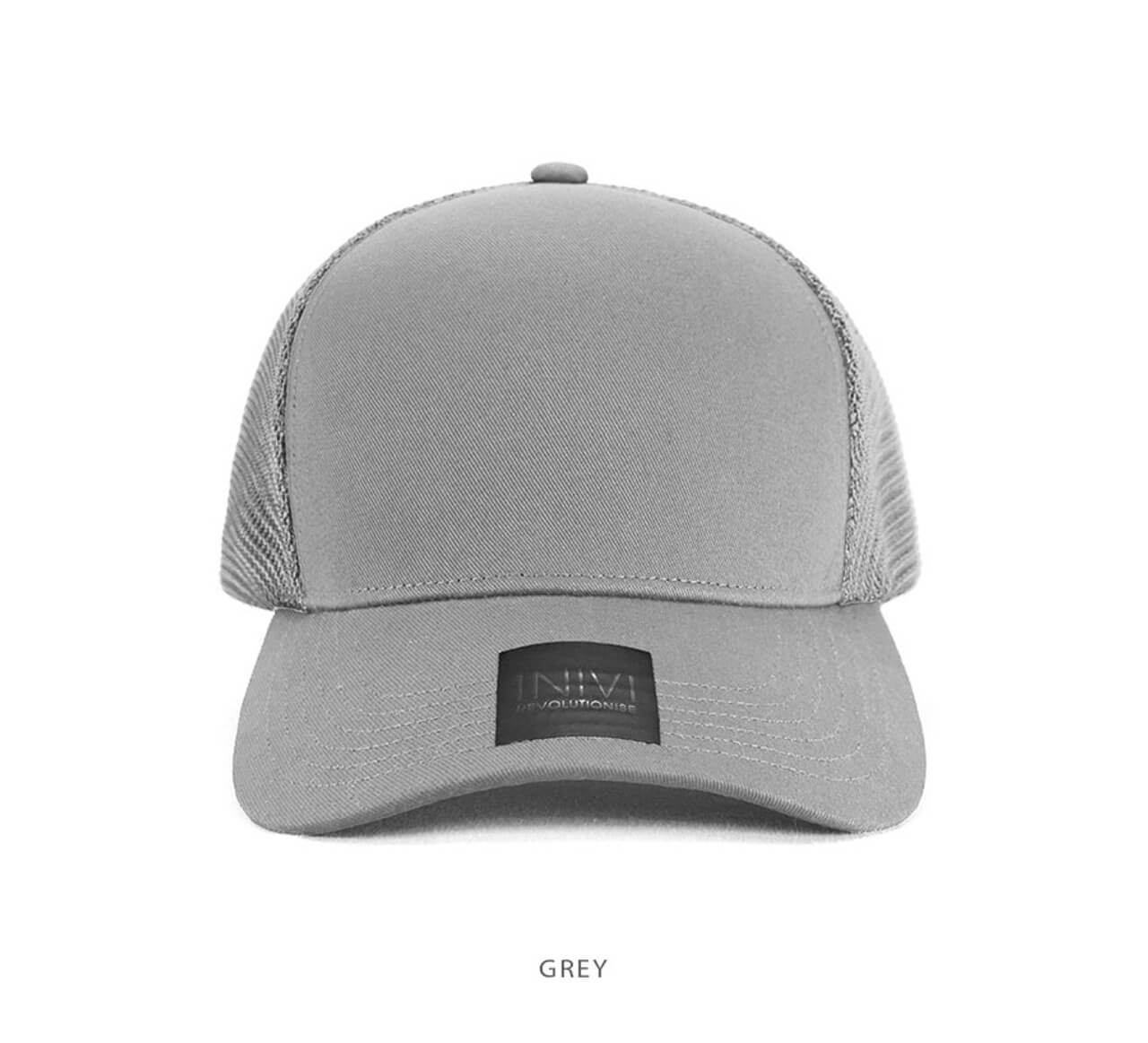 Seamless 2 Panel Cotton Mesh Cap CAIV101 Unbranded Front View Grey