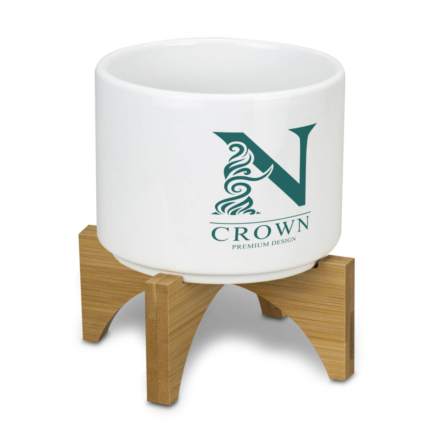 Planter with Bamboo Base CA120901 Branded Front View Natural Main View