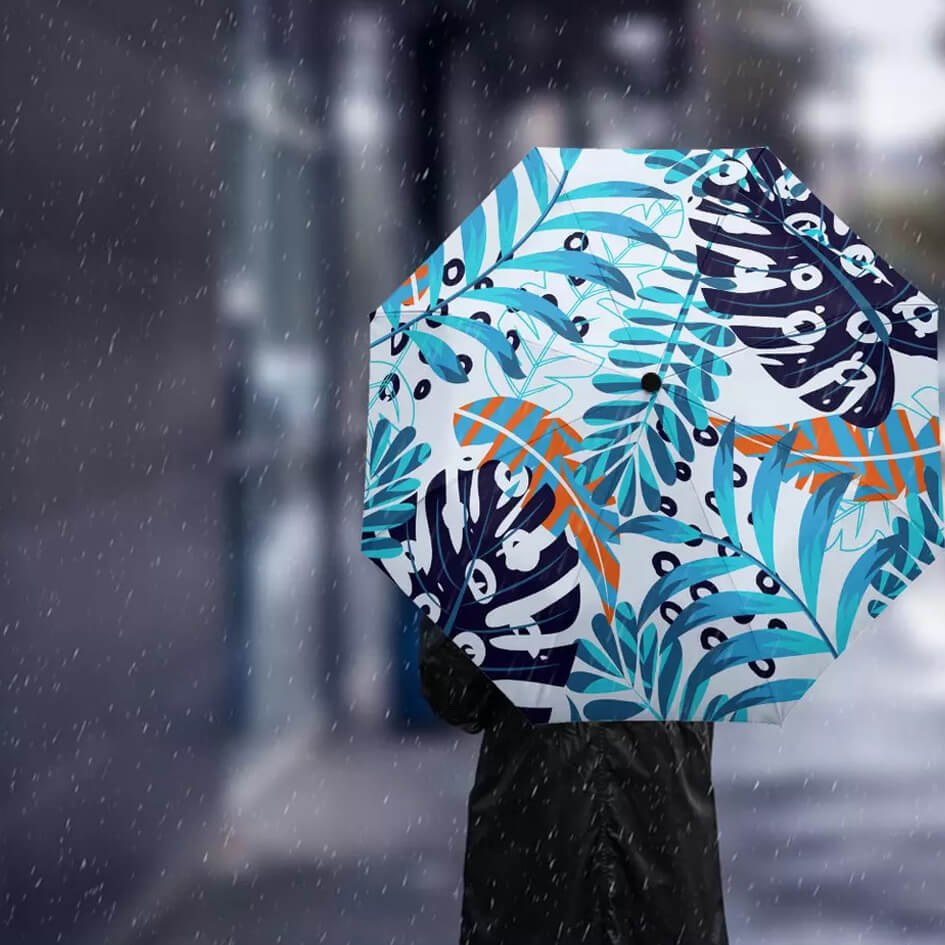 Poppins Umbrella Full Colour Sublimation Caou001 Branded Open View Lifestyle Image Various Colours