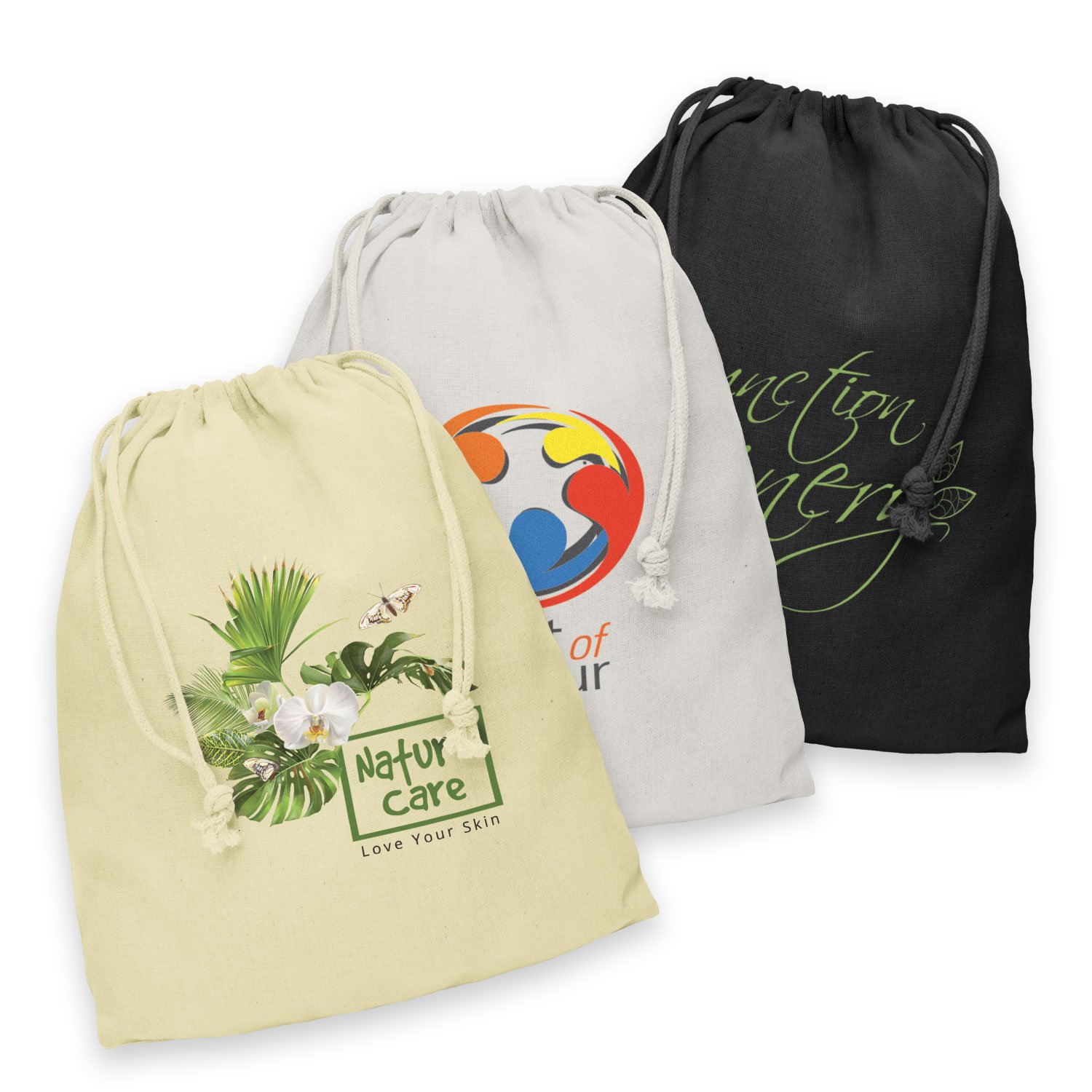 Cotton Gift Drawstring Bag Large CA111806 Branded All Colours Front View