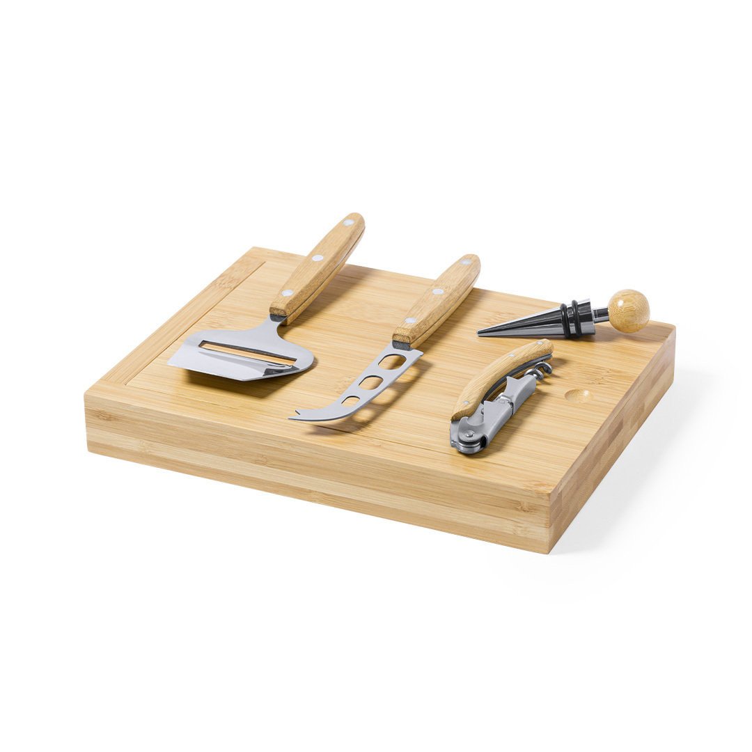 Cheese & Wine Gift Set CA6994 Unbranded Natural Colours Top View With Gift Box