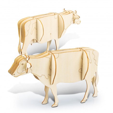 Custom Craft Wooden Model Cow CA124047 Unbranded Various Colours Front View