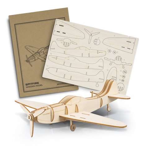 Custom Craft Wooden Model Spitfire CA124054 Unbranded Natural Colours Front View