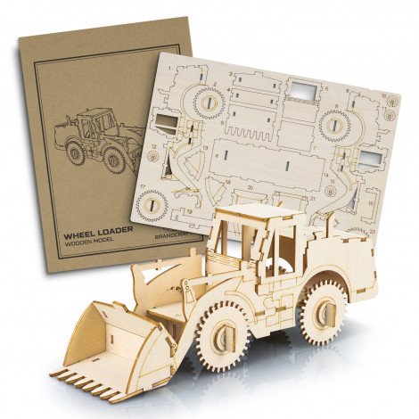 Custom Craft Wooden Model Wheel Loader CA124037 Unbranded Natural Colours Front View 2