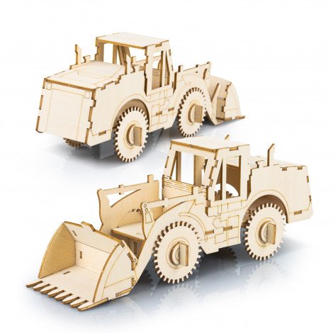 Custom Craft Wooden Model Wheel Loader CA124037 Unbranded Natural Colours Front View