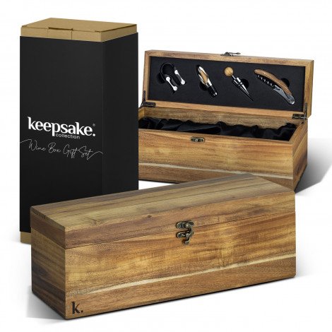 Keepsake Wine Box Gift Set CA124740 Unbranded Natural Colours Side View