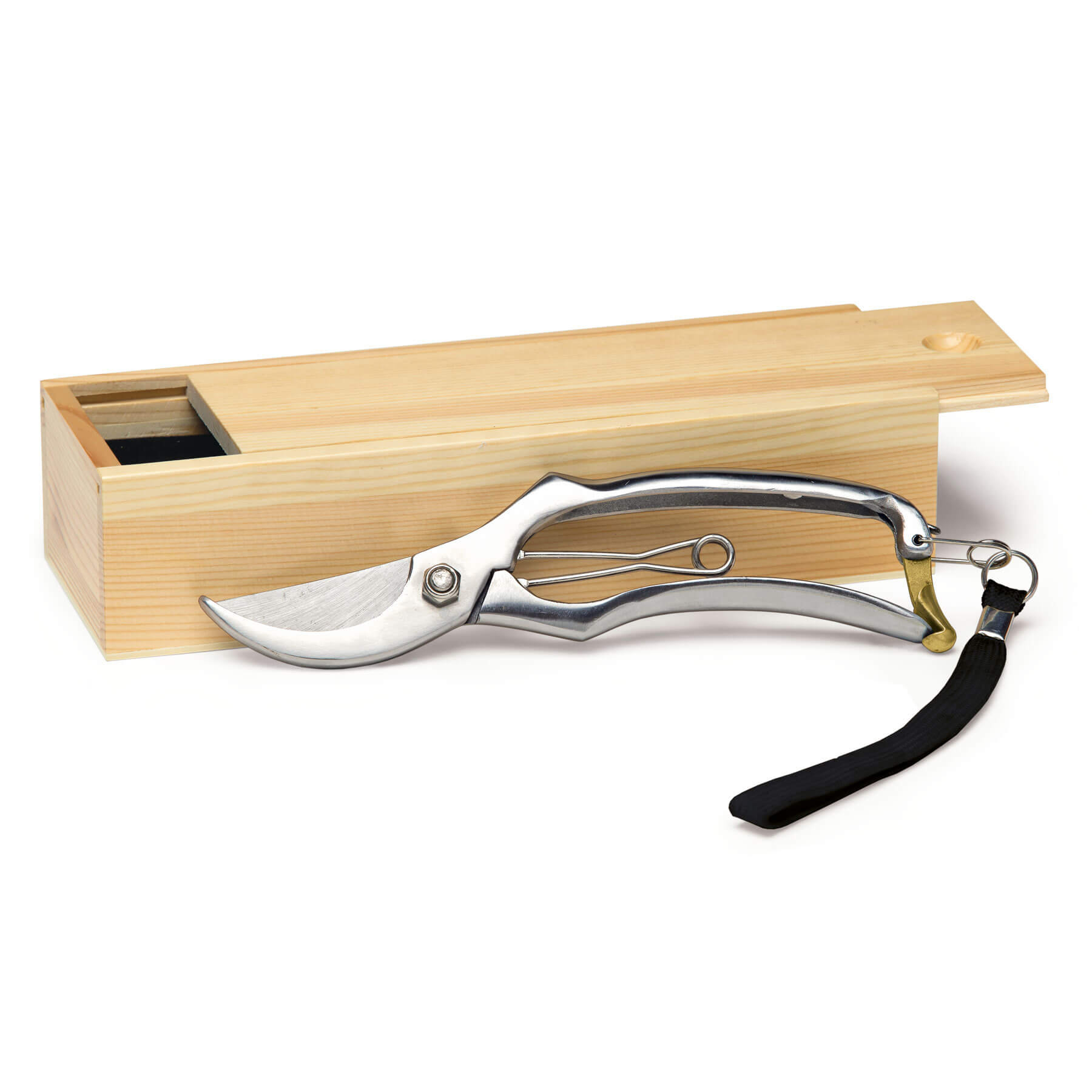 Nature Secateurs In Gift Box CAPONS Unbranded Natural Colours Closed Top View With Gift Box