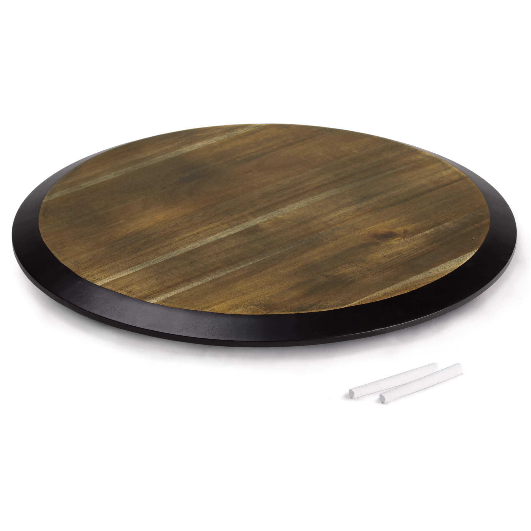 Squisito Lazy Susan With Chalkboard Labelling Rim CAPOSLS Unbranded Natural Side View With Chalk