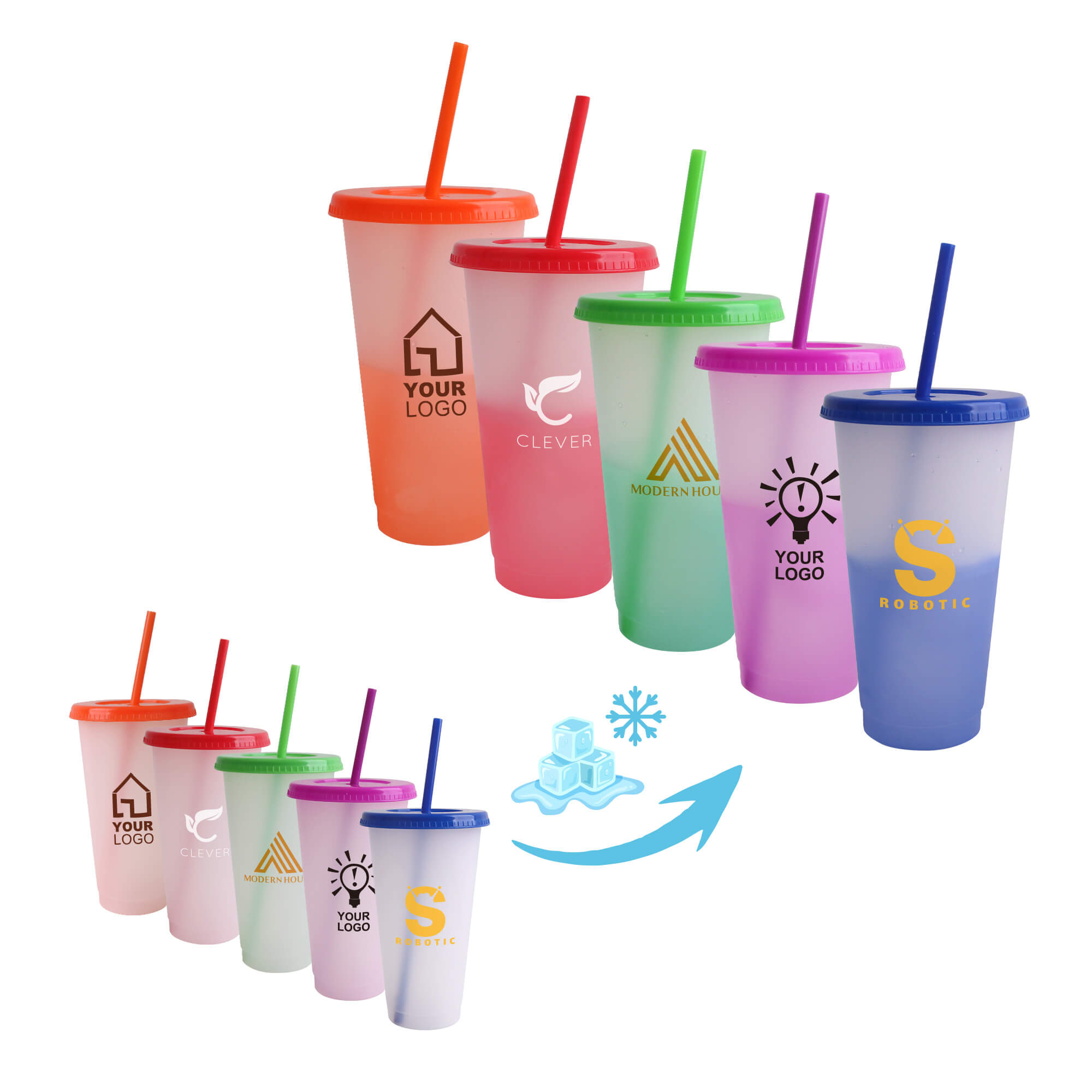 Colour Changing PP Cup 650ml CAPXD310 Branded All Colours Front View
