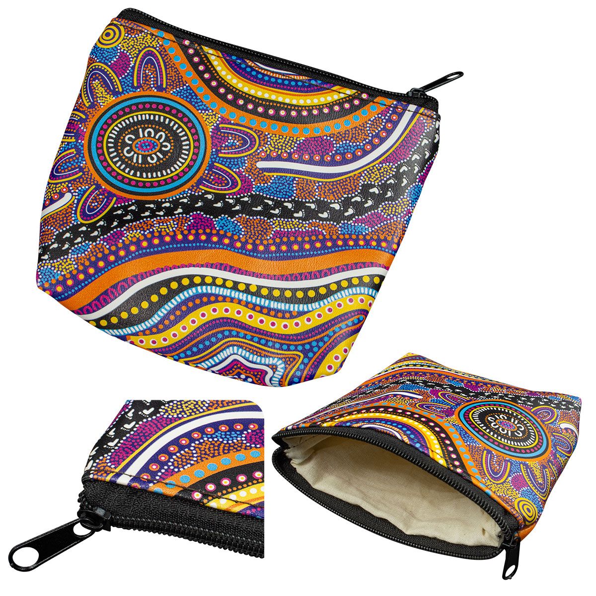 Generations Zippered Coin Purse CAIP042 Unbranded Various Colours Closed Open View