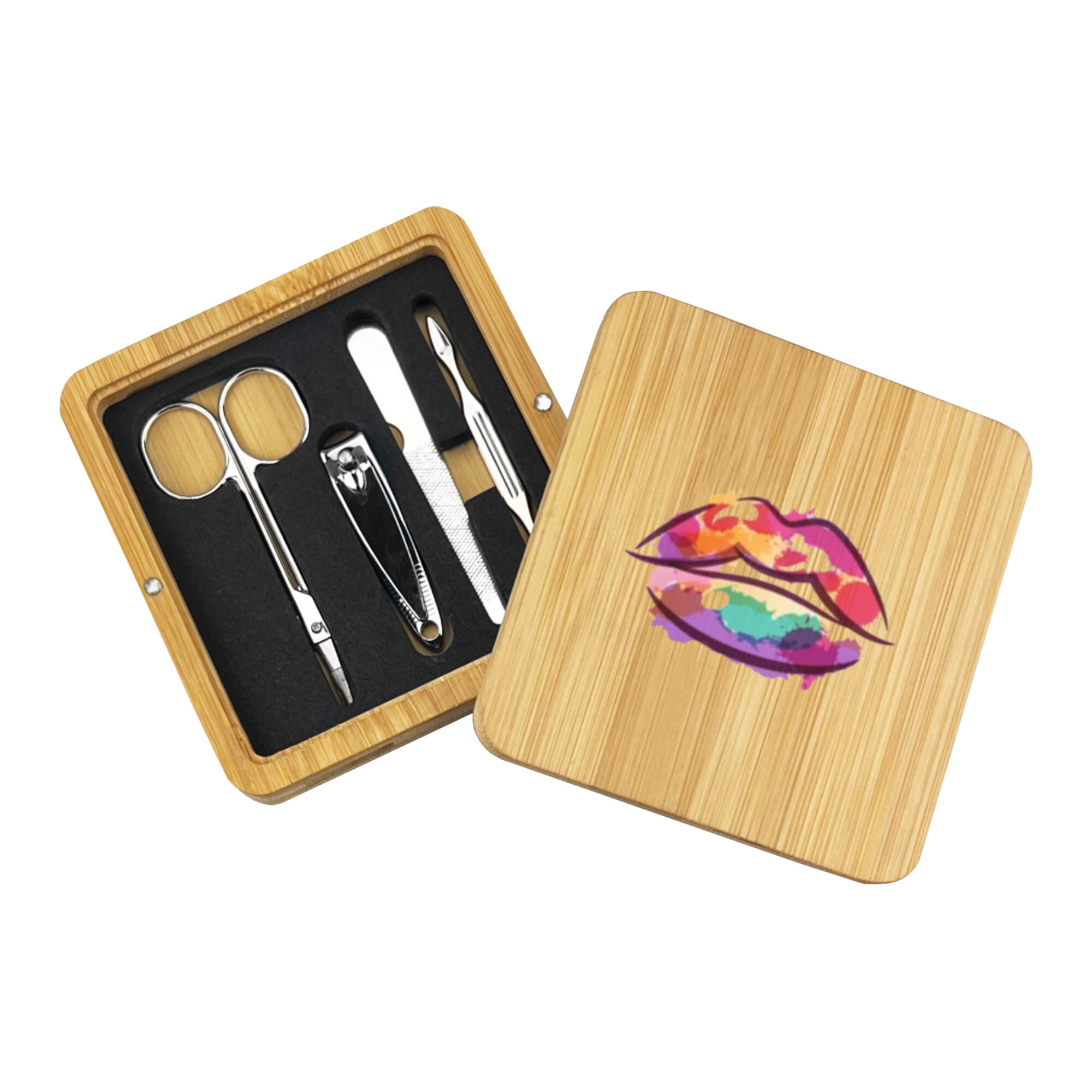 Mulla Bamboo Manicure Set CAMNC002 Open Top Branded