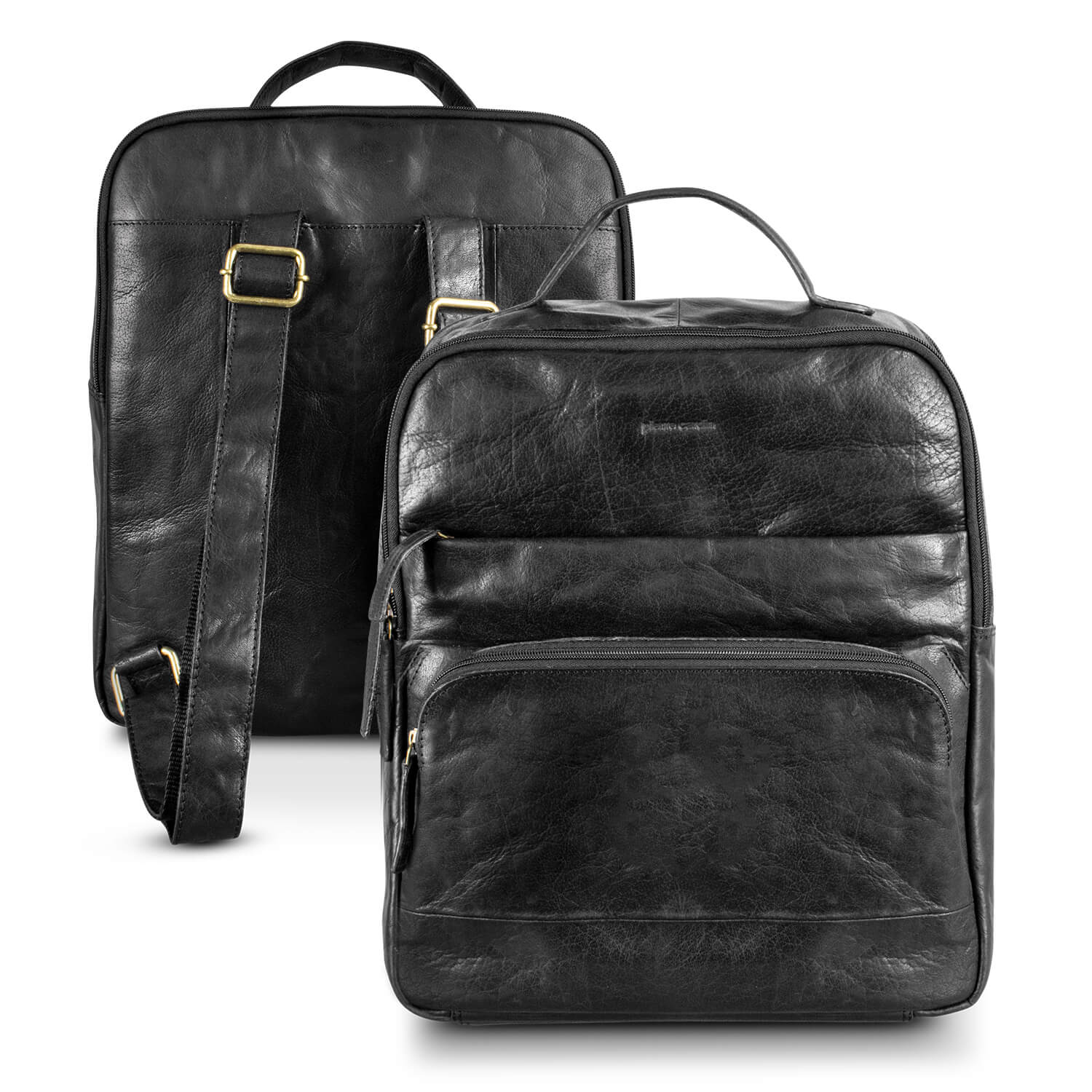 Pierre Cardin Leather Backpack CA121120 Front and Back Pierre Cardin Leather Backpack CA121120 Front and Back